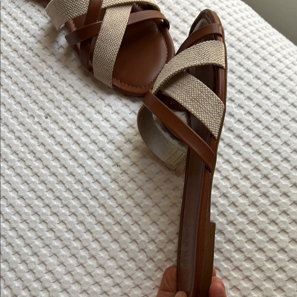 J. Crew Brown and Cream Minimalist Sandals - Picture 4 of 6